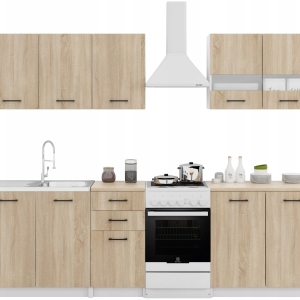 Gotowy Zestaw Mebli Kuchennych z Blatami Kuchnia Komplet Szafek Dąb Sonoma